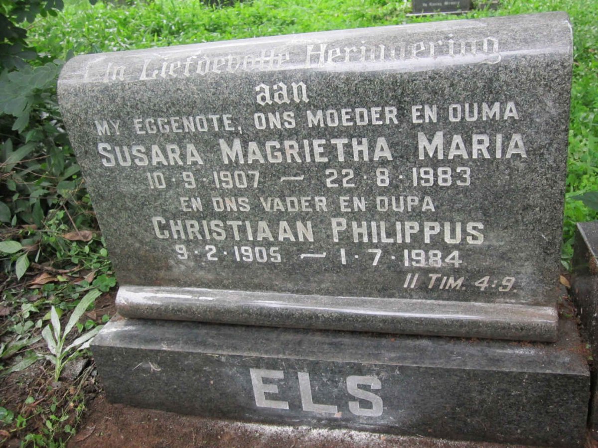 ELS Christiaan Philippus 1905-1984 &amp; Susara Magrietha Maria 1907-1983