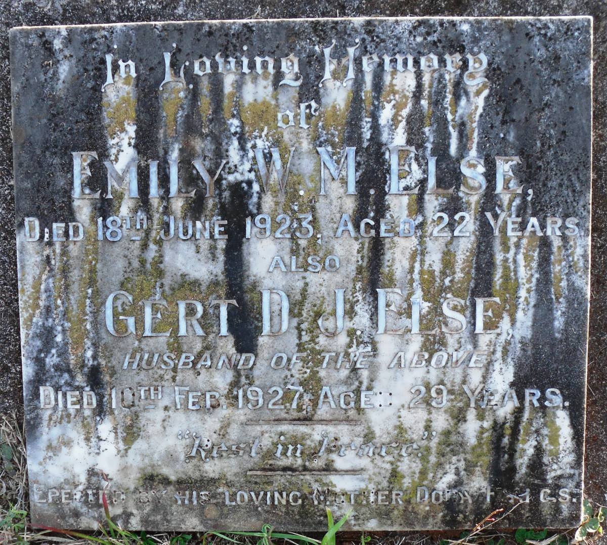 ELSE Gert D.J. -1927 &amp; Emily W.M. -1923
