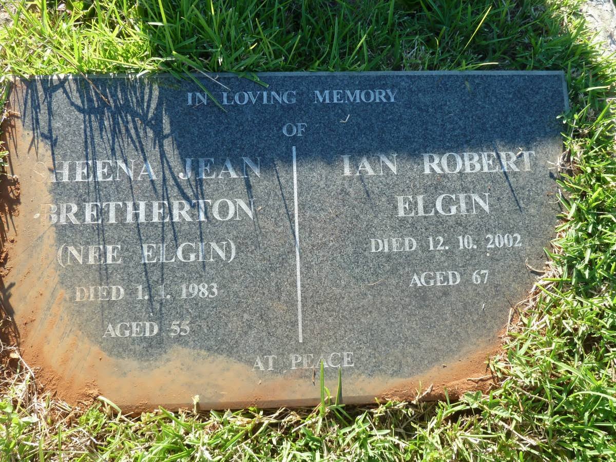 ELGIN Ian Robert -2002 :: BRETHERTON Sheena Jean nee ELGIN -1983