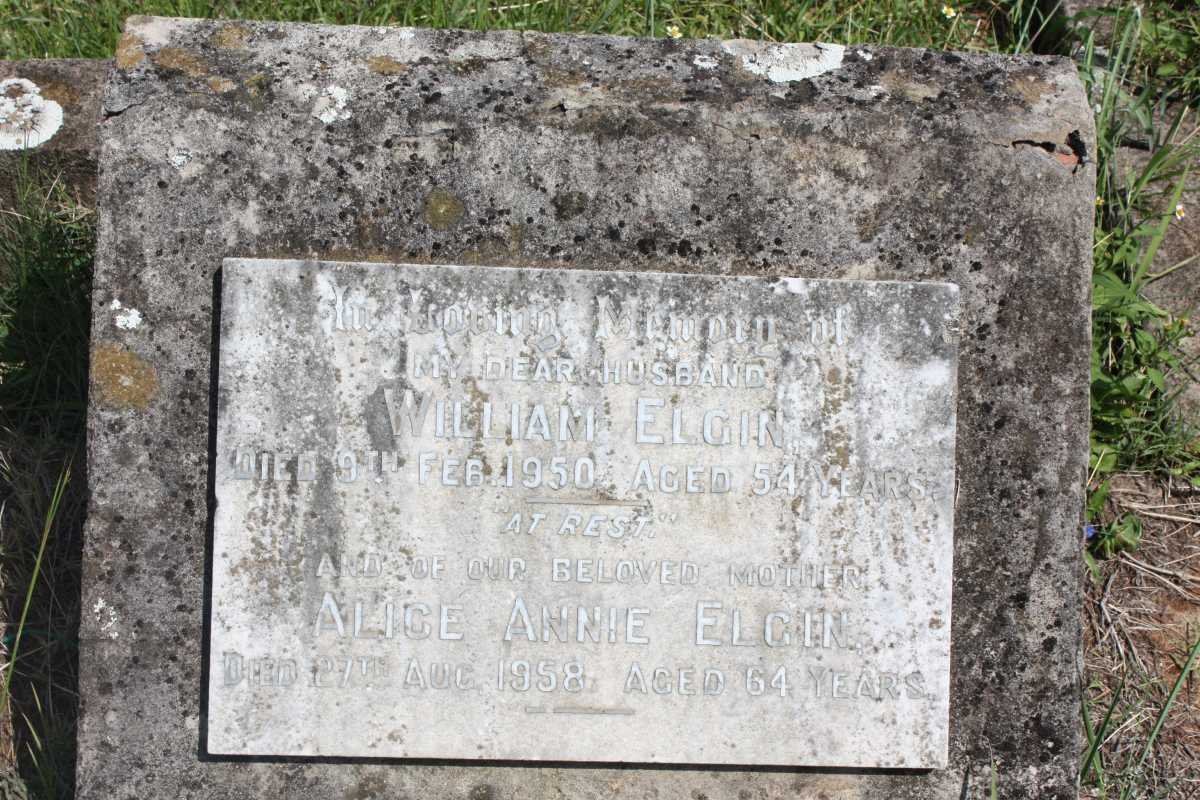 ELGIN William -1950 &amp; Alice Annie -1958