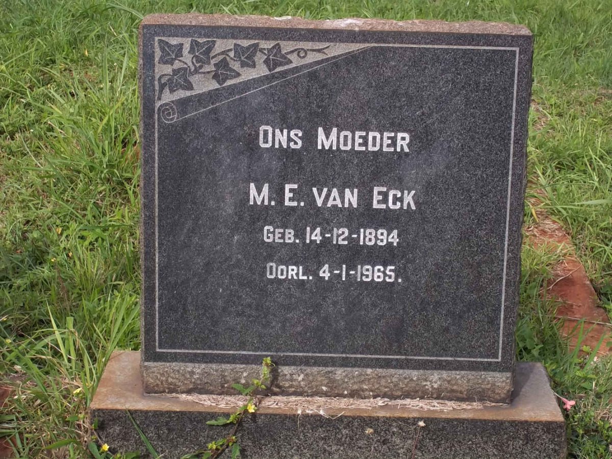 ECK M.E., van 1894-1965