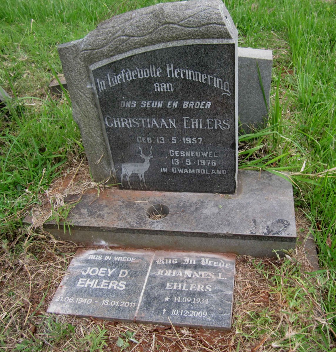 EHLERS Johannes L. 1934-2009 :: EHLERS Joey D. 1940-2011 :: EHLERS Christiaan 1957-1976