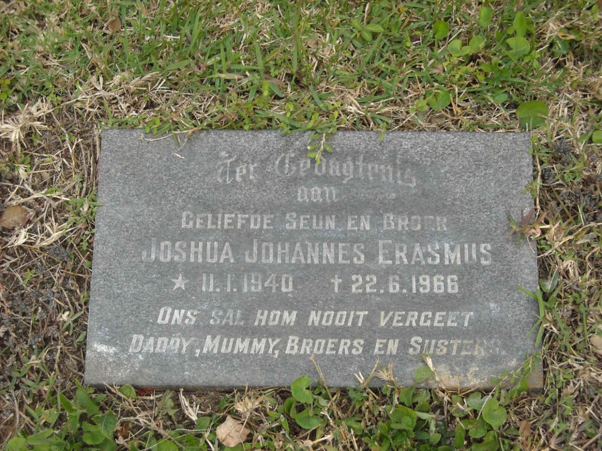 ERASMUS Joshua Johannes 1940-1966