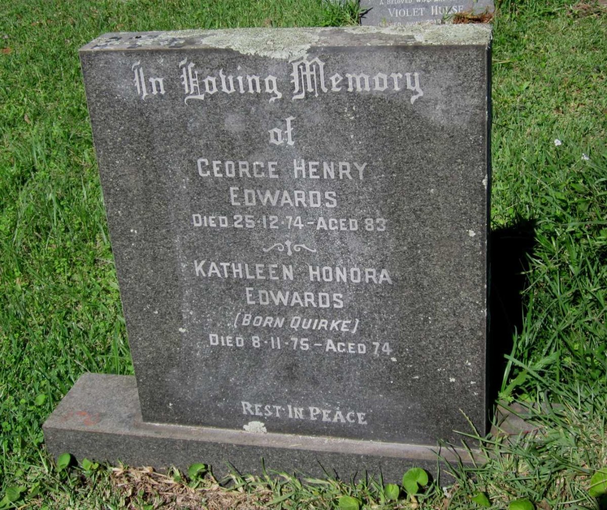 EDWARDS George Henry -1974 &amp; Kathleen Honora QUIRKE -1975