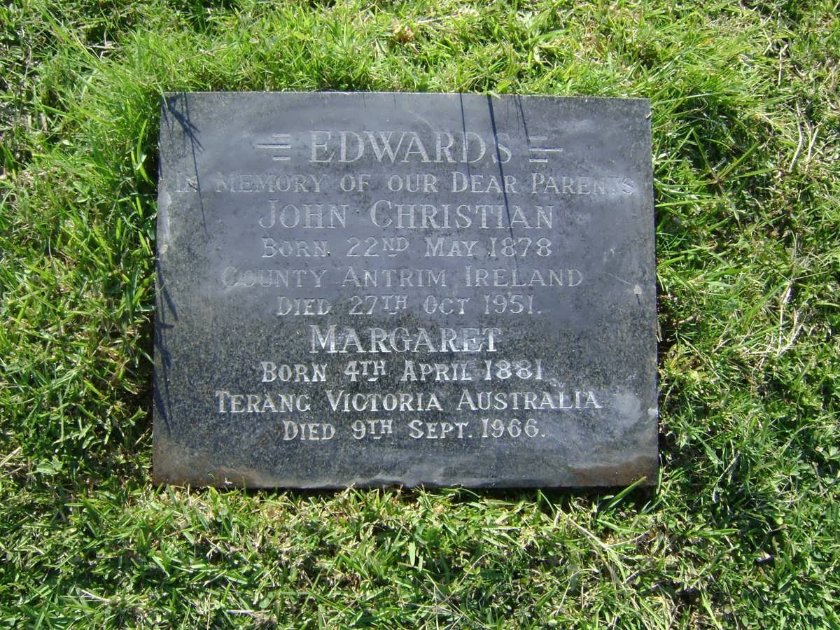 EDWARDS John Christian 1878-1951 &amp; Margaret 1881-1966