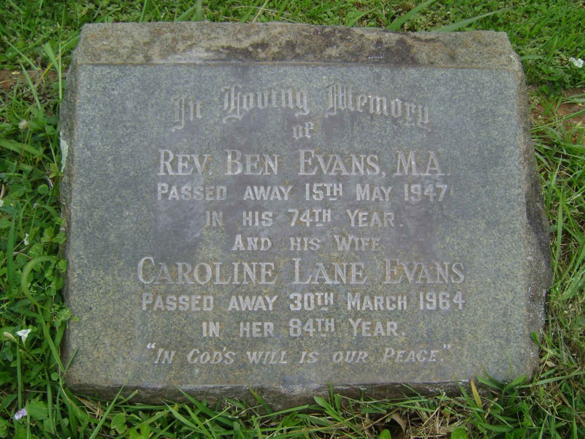 EVANS Ben -1947 &amp; Caroline Lane -1964