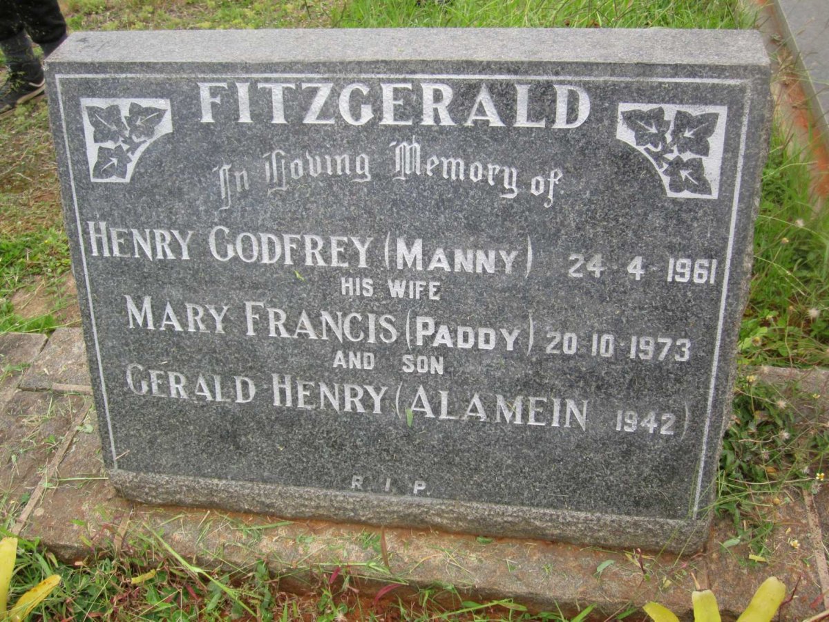 FITZGERALD Henry Godfrey -1961 &amp; Mary Francis -1973 :: FITZGERALD Gerald Henry -1942