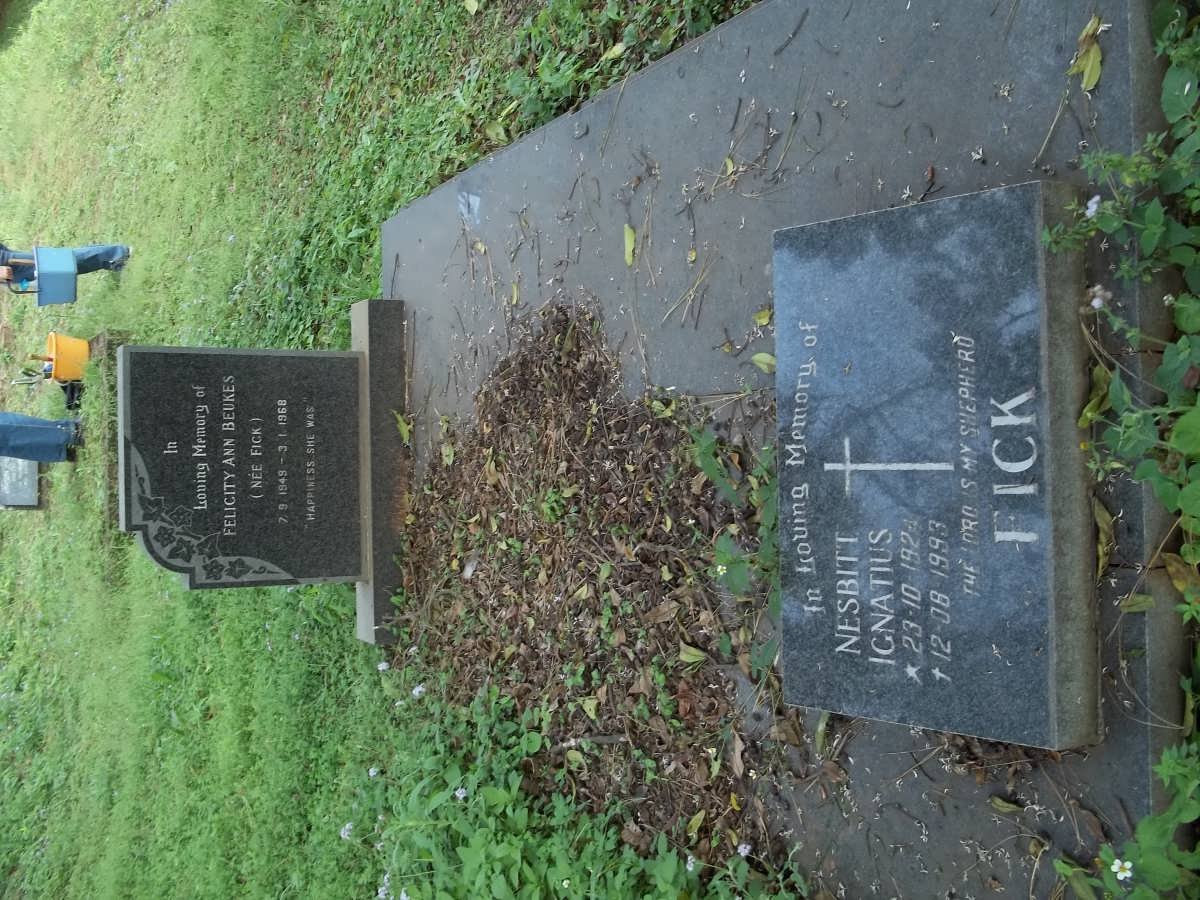 FICK Nesbitt Ignatius 1924-1993 :: BEUKES Felicity Ann nee FICK 1949-1968