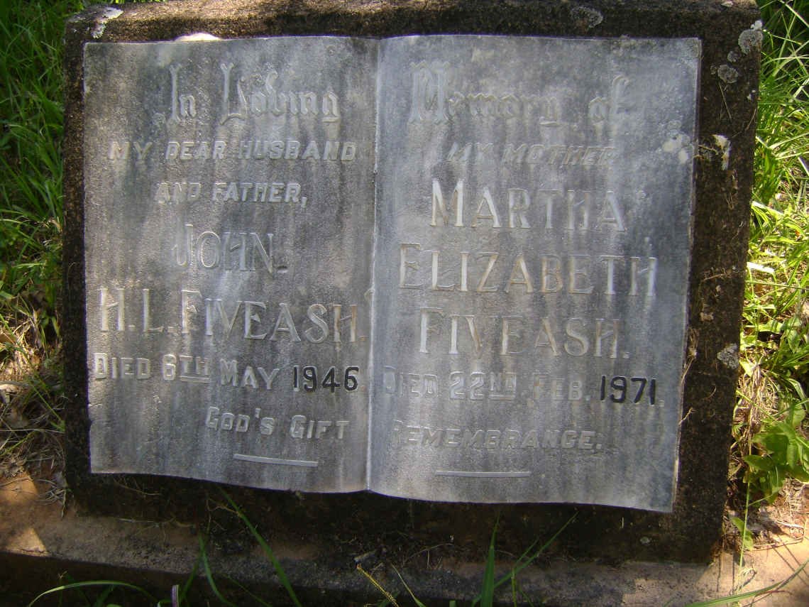 FIVEASH John H.L. -1946 &amp; Martha Elizabeth -1971