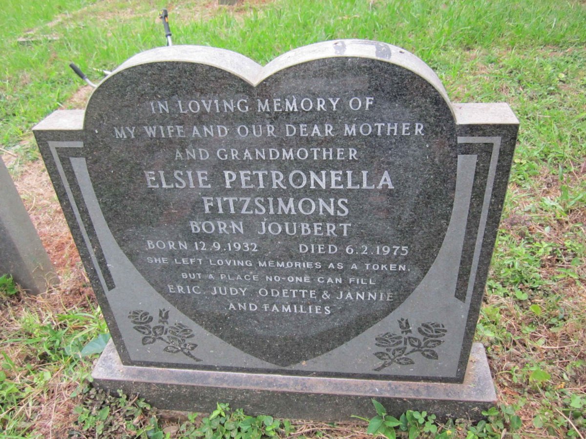 FITZSIMONS Elsie Petronella nee JOUBERT 1932-1975