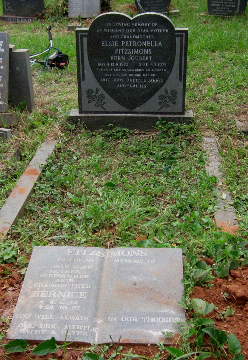 FITZSIMONS Elsie Petronella nee JOUBERT 1932-1975 :: FITZSIMONS Bernice 1942-1997