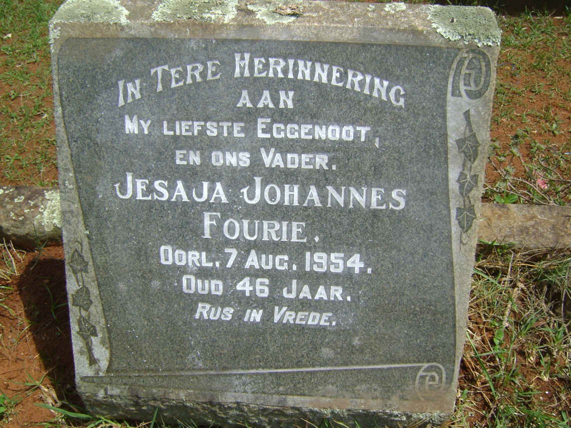 FOURIE Jesaja Johannes -1954