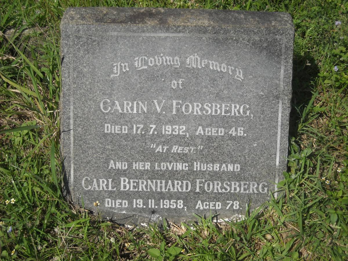 FORSBERG Carl Bernhard -1958 &amp; Carin V. -1932
