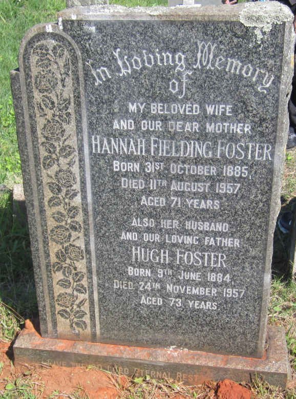 FOSTER Hugh 1884-1957 &amp; Hannah Fielding 1885-1957