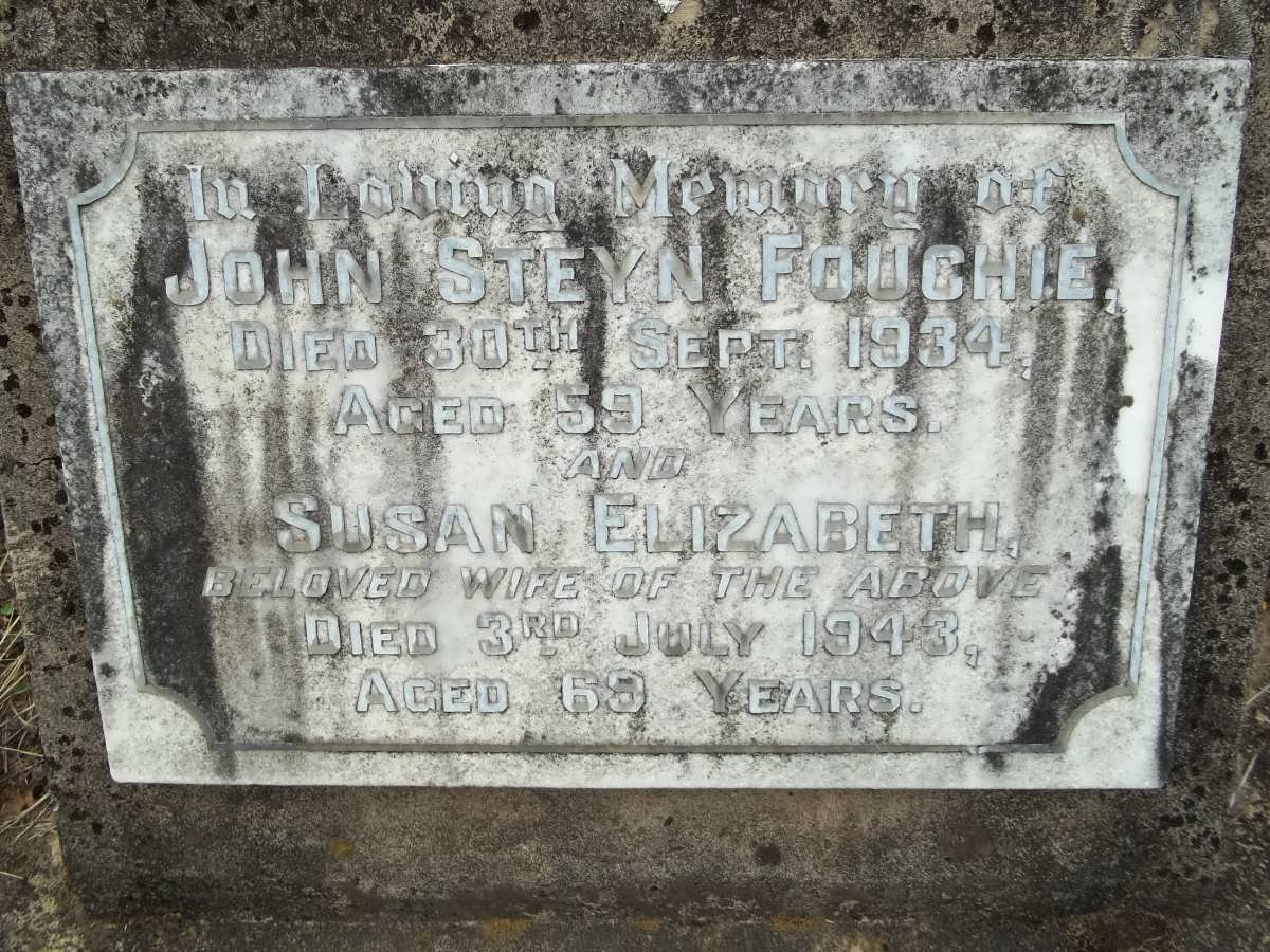 FOUCHIE John Steyn -1934 &amp; Susan Elizabeth -1943