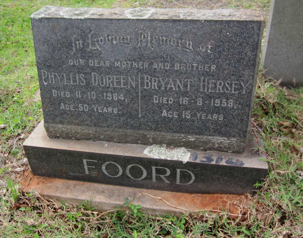 FOORD Bryant Hersey -1958 &amp; Phyllis Doreen -1964