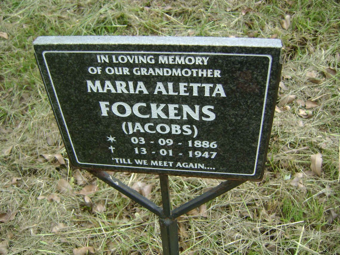 FOCKENS Maria Aletta nee JACOBS 1886-1947