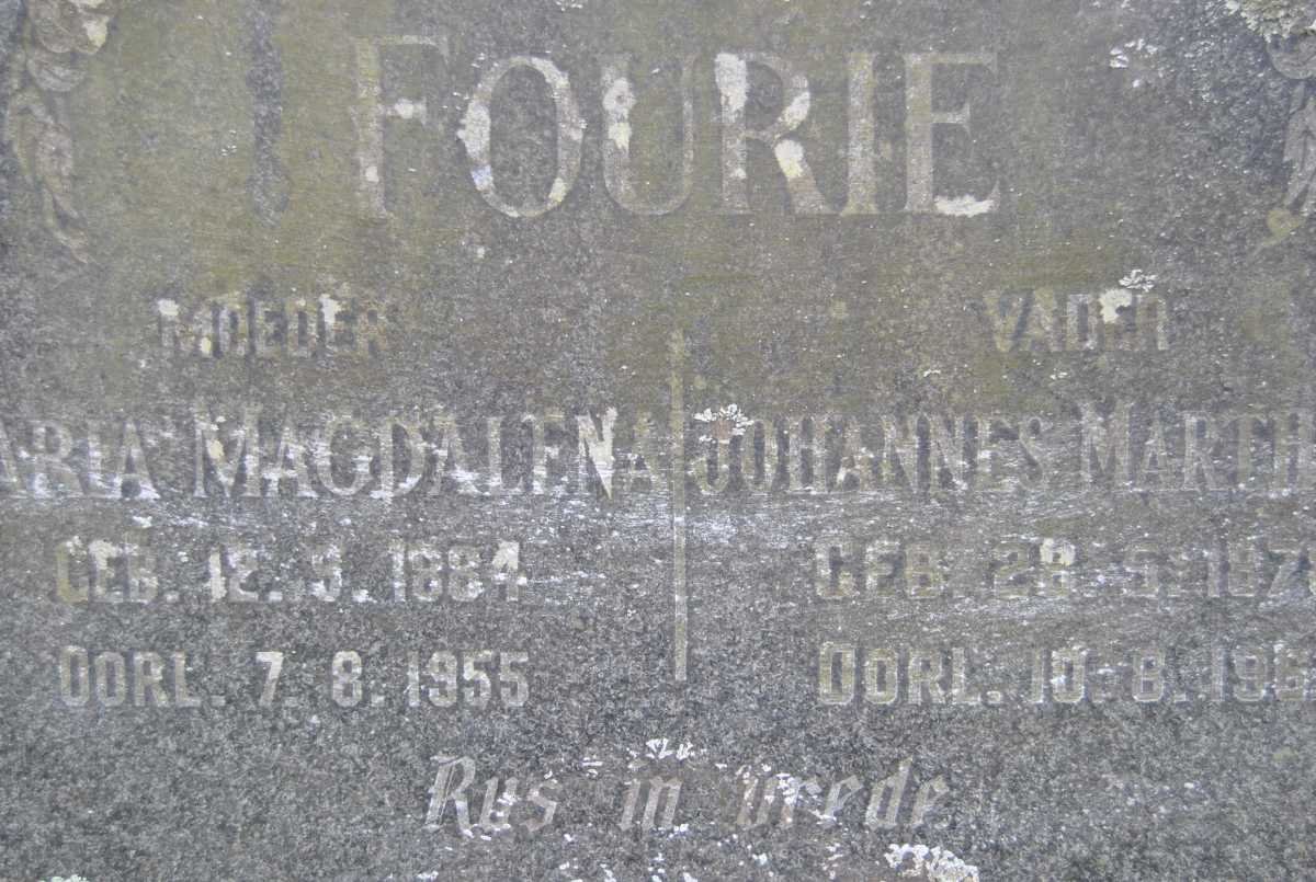 FOURIE Johannes Marthinus 1878-1967 &amp; Maria Magdalena 1884-1955
