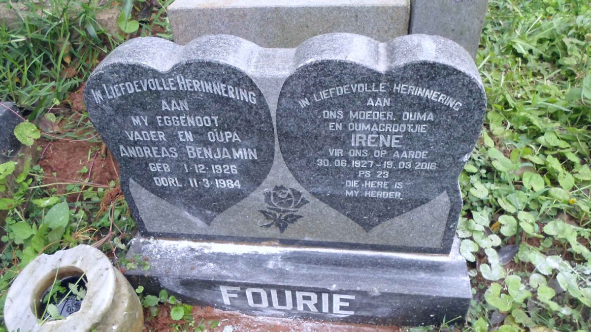FOURIE Andreas Benjamin 1926-1984 &amp; Irene 1927-2016