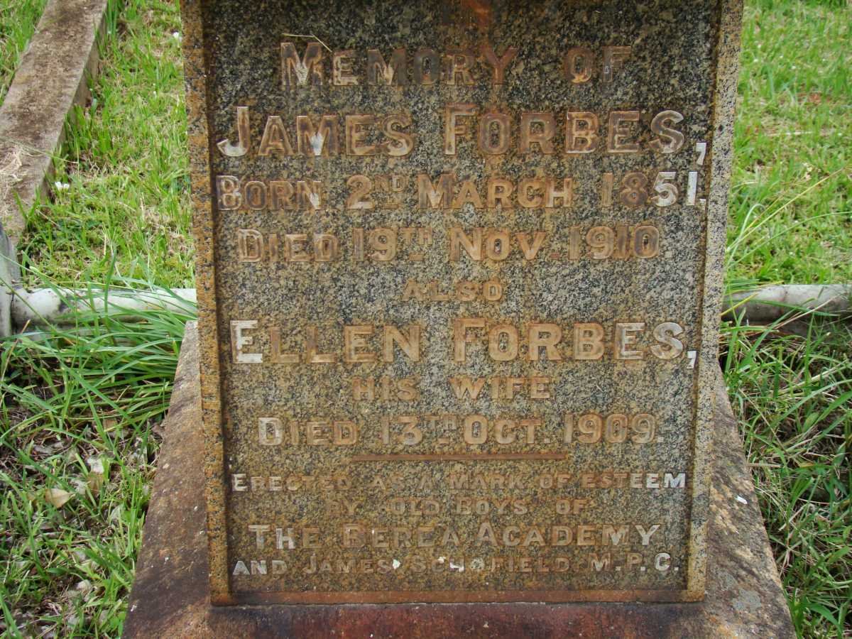 FORBES James 1851-1910 &amp; Ellen -1909