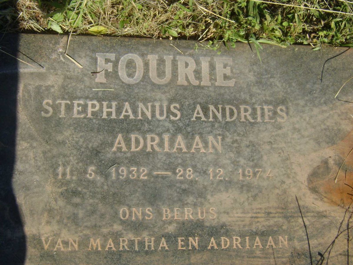 FOURIE Stephanus Andries Adriaan 1932-1974