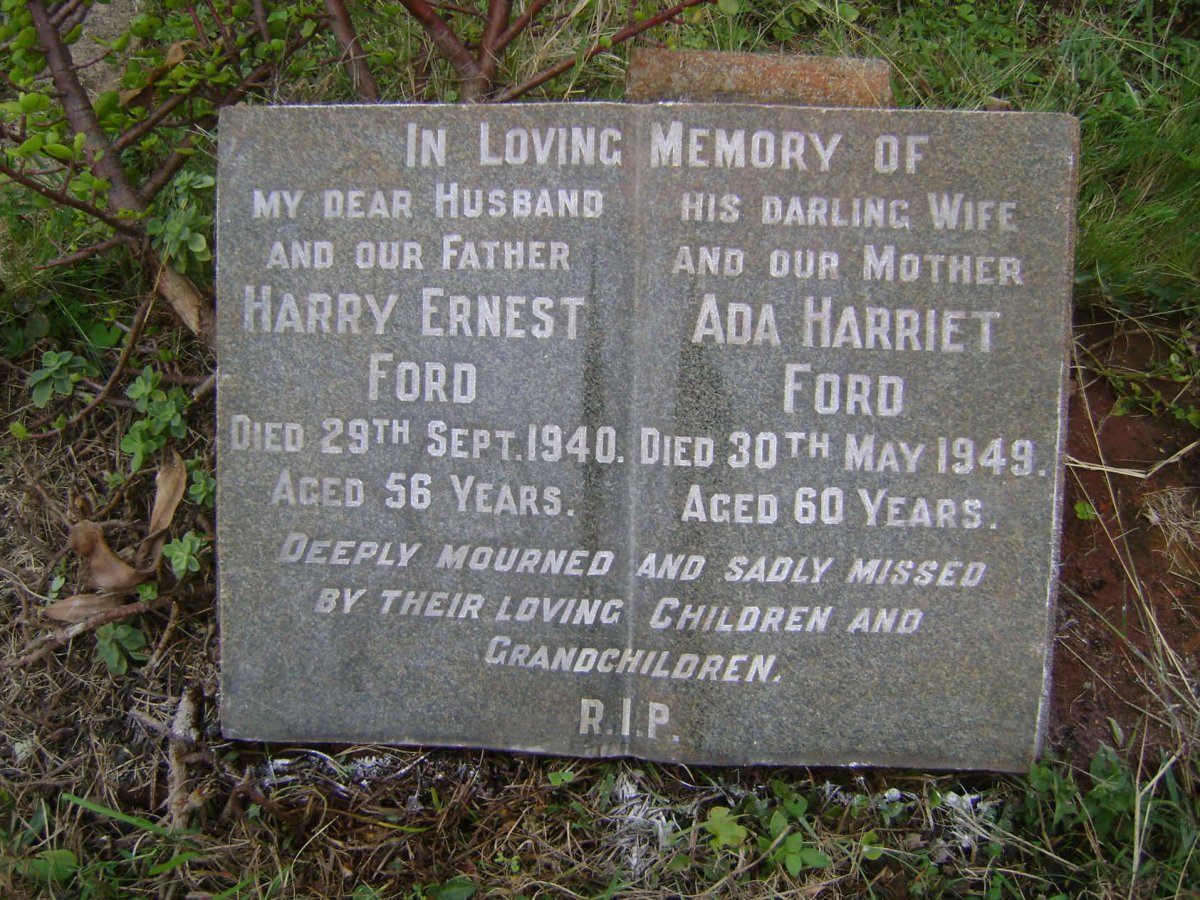 FORD Harry Ernest -1940 &amp; Ada Harriet -1949