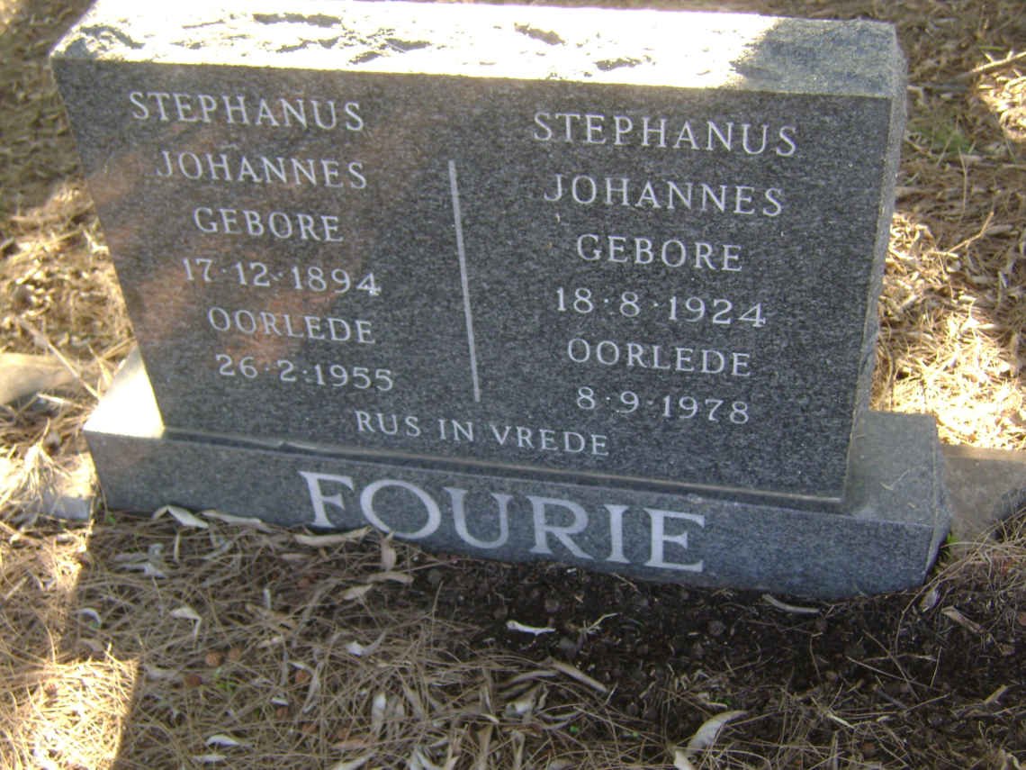 FOURIE Stephanus Johannes 1894-1955 :: FOURIE Stephanus Johannes 1924-1978