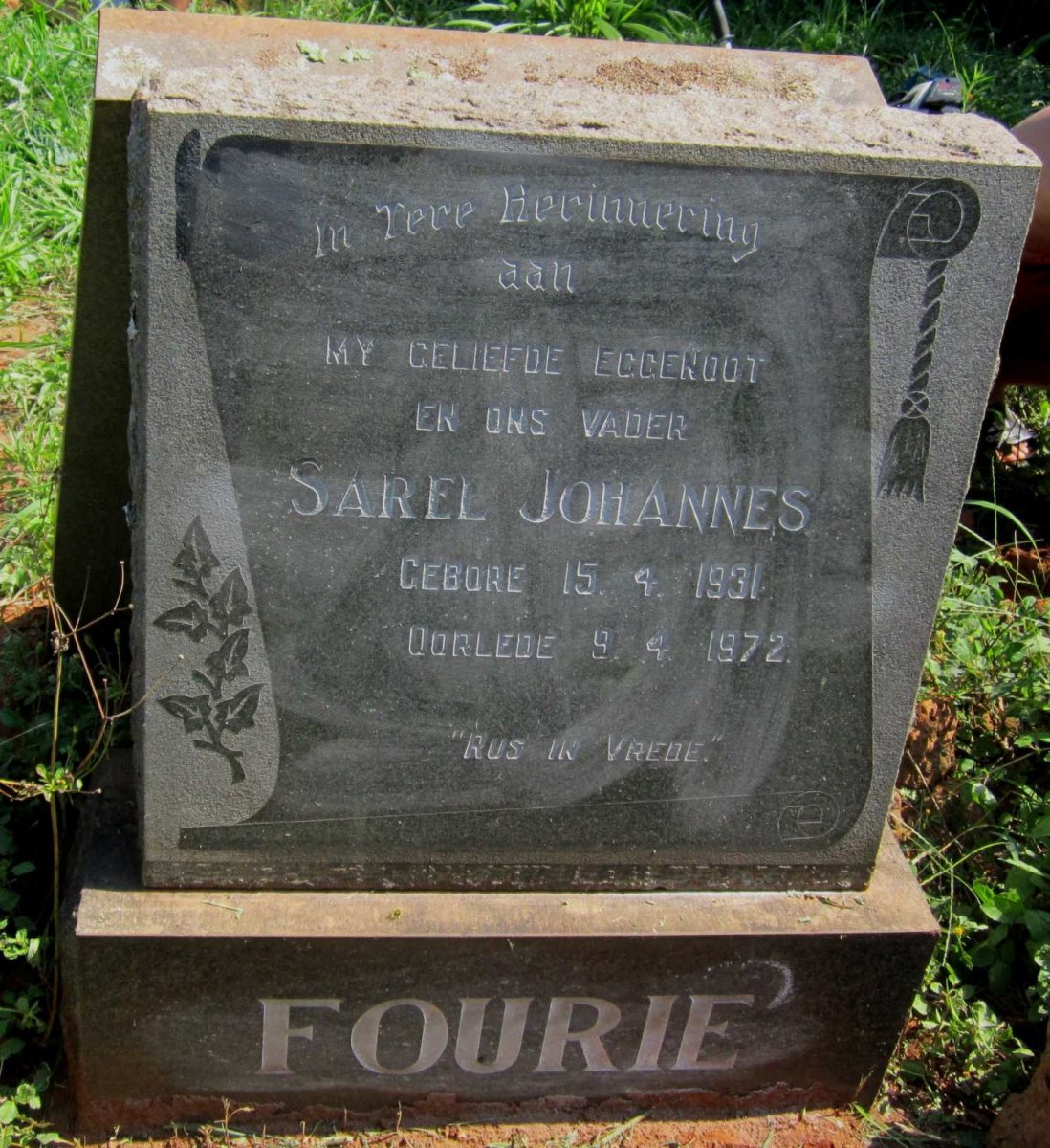 FOURIE Sarel Johannes 1931-1972