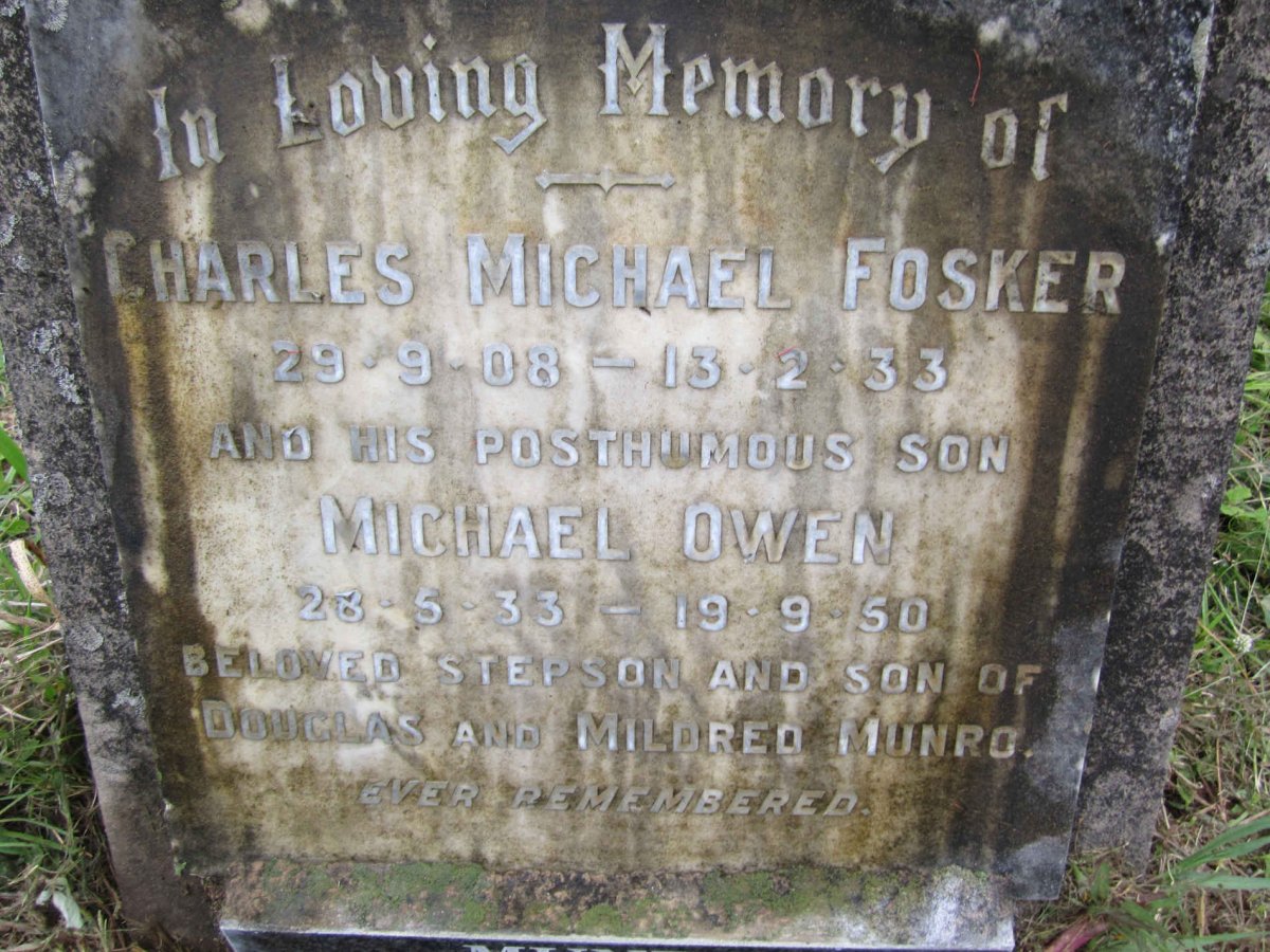 FOSKER Charles Michael 1908-1933 : MUNRO Michael Owen 1933-1950