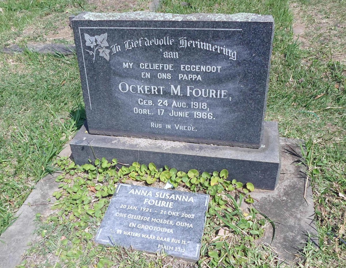 FOURIE Ockert M. 1918-1966 &amp; Anna Susanna 1921-2003