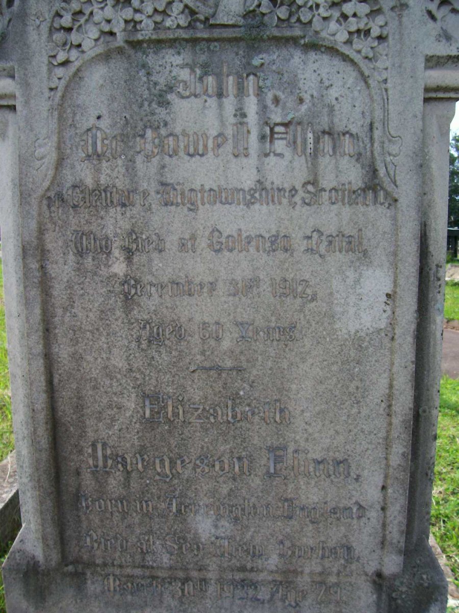 FLINN John McDowell -1912 &amp; Elizabeth Margeson -1932 
