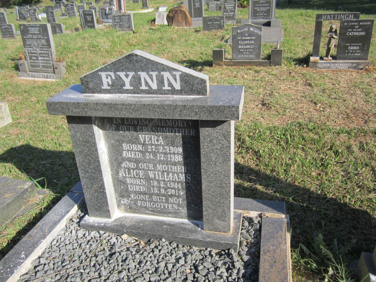 FYNN Vera 1909-1986 :: FYNN Alice Williams 1944-2014