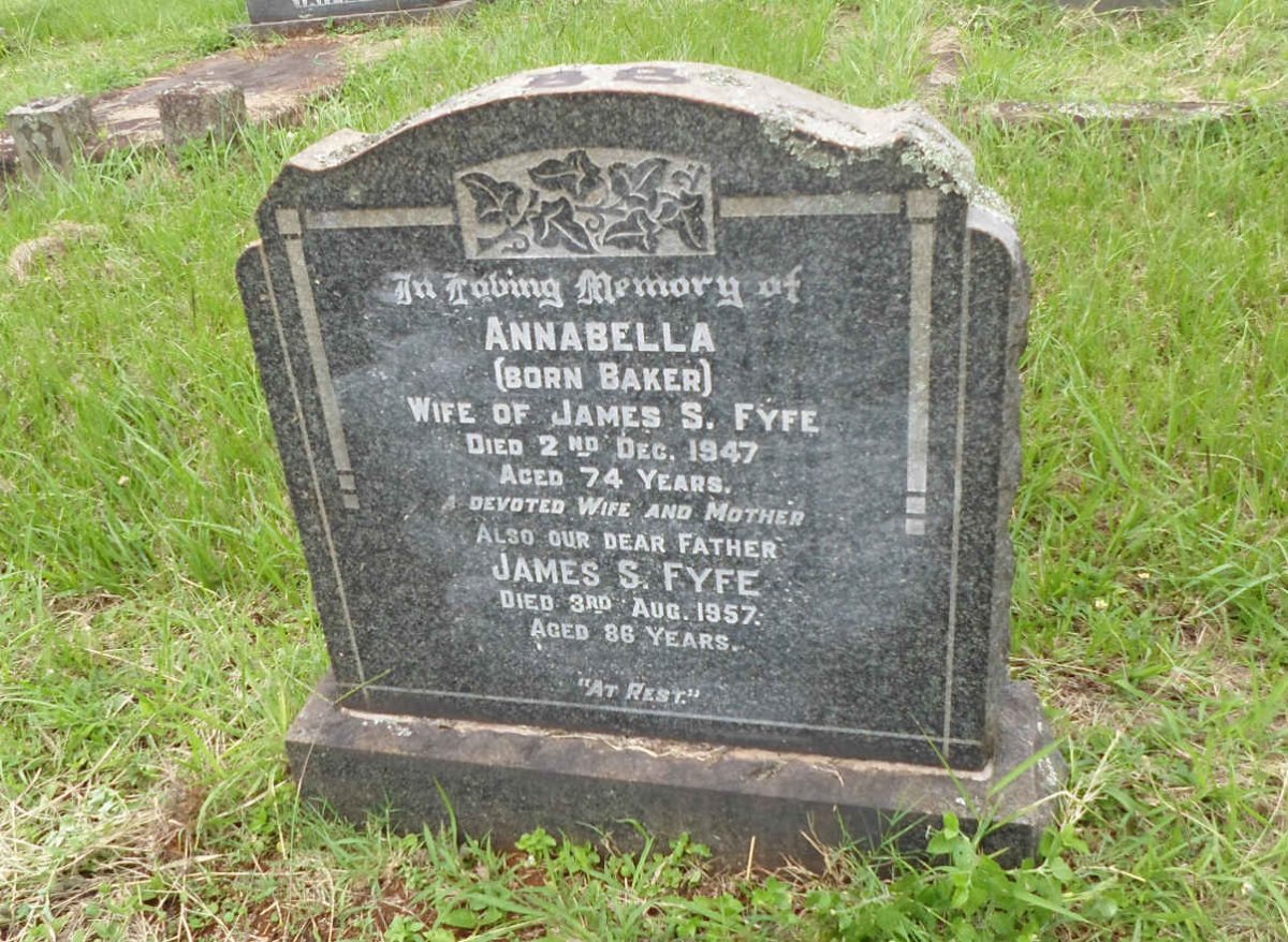 FYFE James S. -1957 &amp; Annabella BAKER -1947