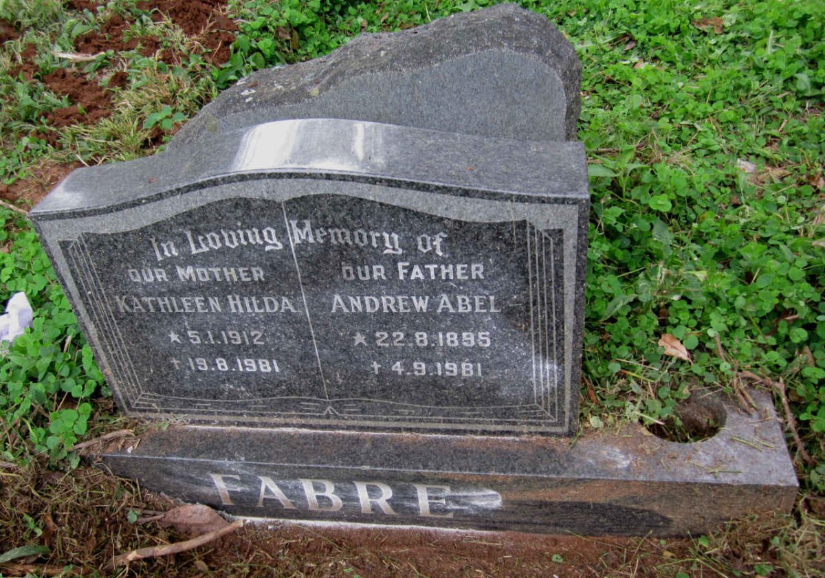 FABRE Andrew Abel 1895-1981 &amp; Kathleen Hilda 1912-1981