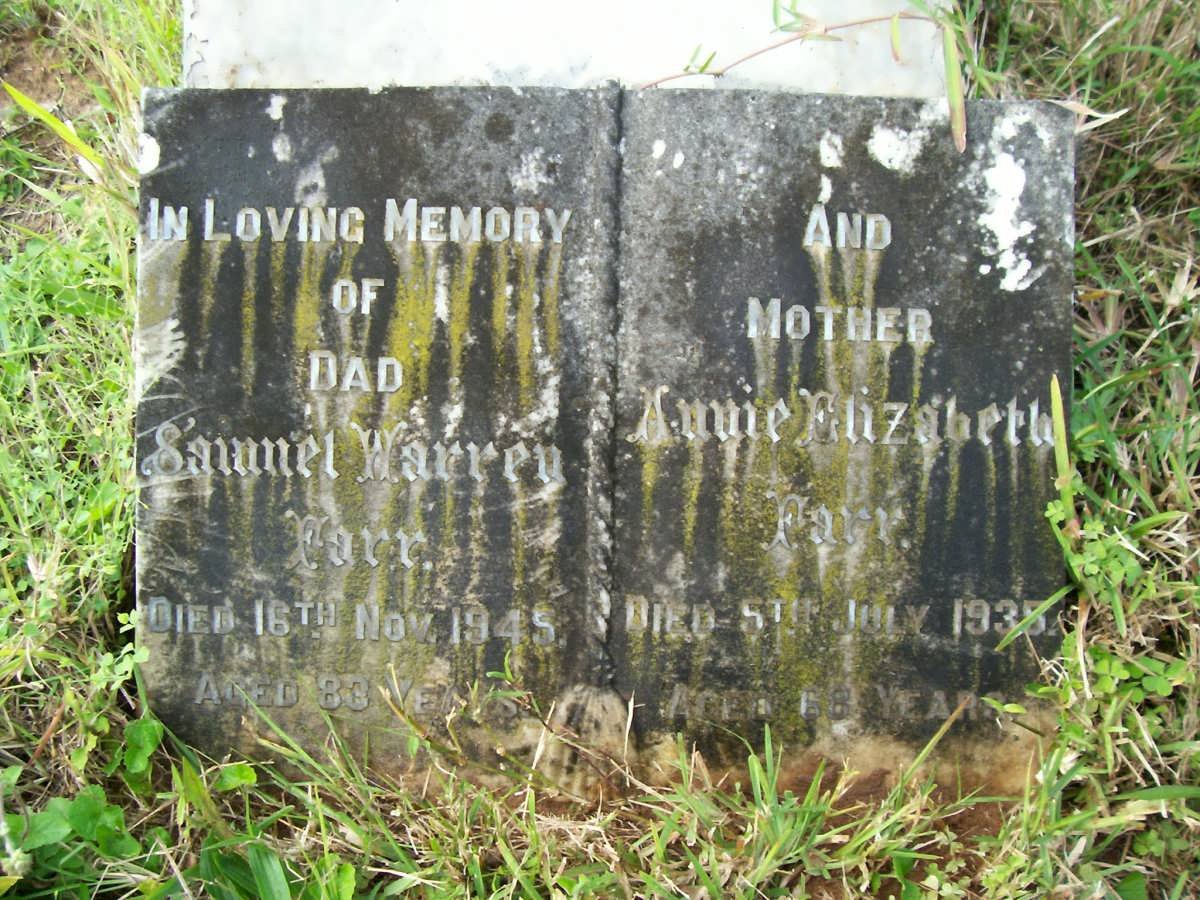 FARR Samuel Warren -1945 &amp; Annie Elizabeth -1935