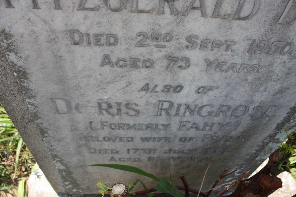 FAHY James Fitzgerald -1950 :: RINGROSE Doris formely FAHY -1962