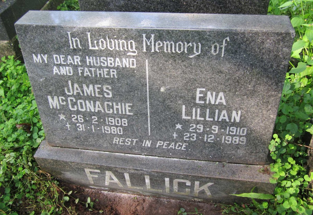 FALLICK James McConachie 1908-1980 &amp; Ena Lillian 1910-1989