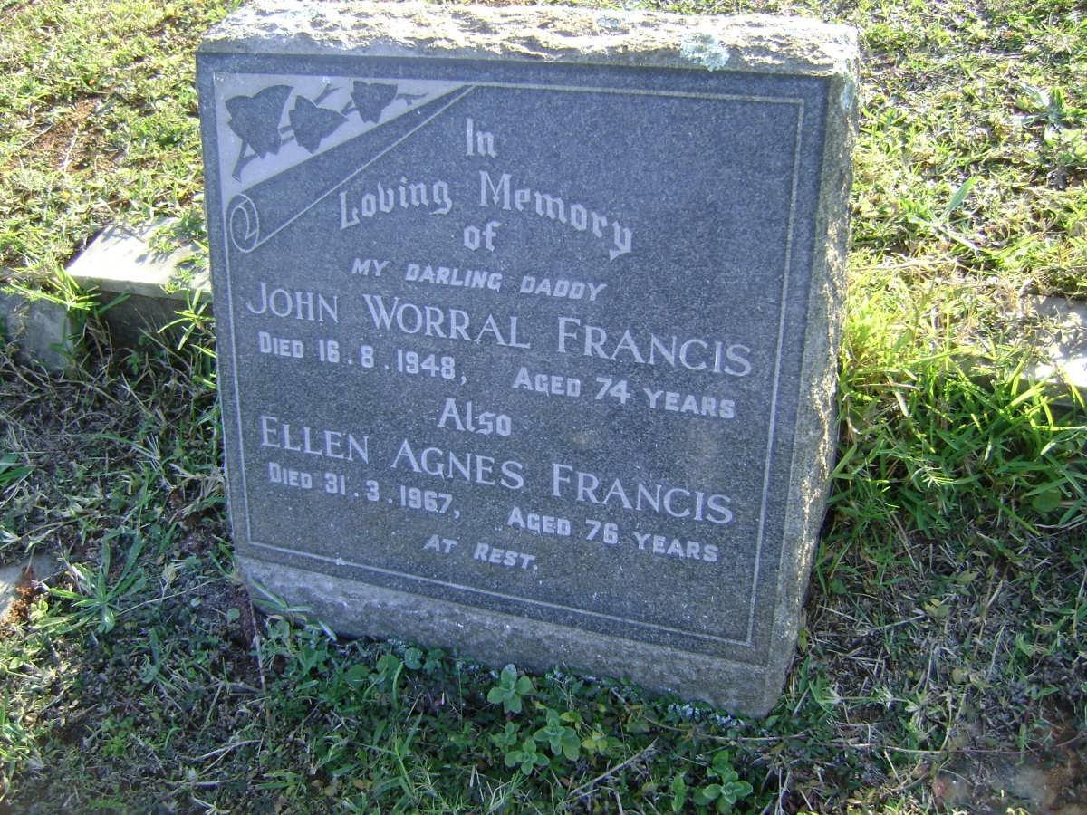 FRANCIS John Worral -1948 &amp; Ellen Agnes -1967