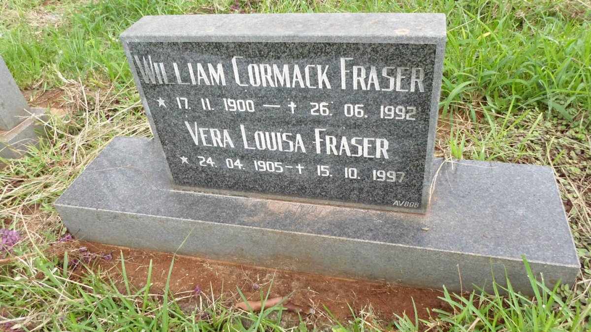 FRASER William Cormack 1900-1992 &amp; Vera Louisa 1905-1997