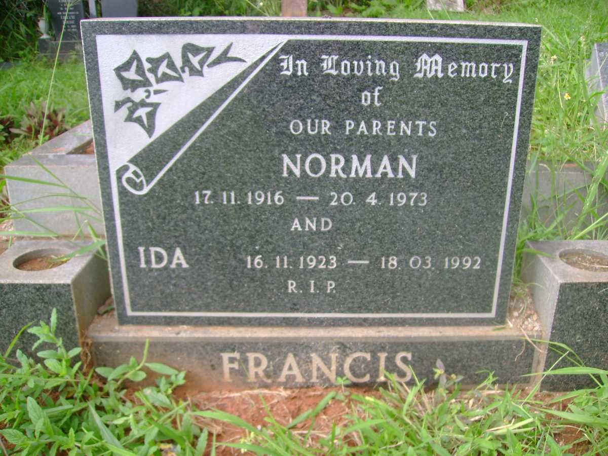 FRANCIS Norman 1916-1973 &amp; Ida 1923-1992