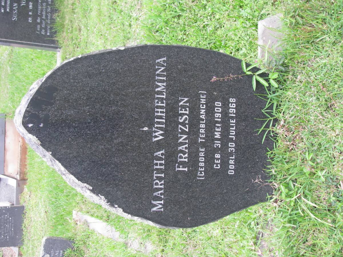 FRANZSEN Martha Wilhelmina nee TERBLANCHE 1900-1968
