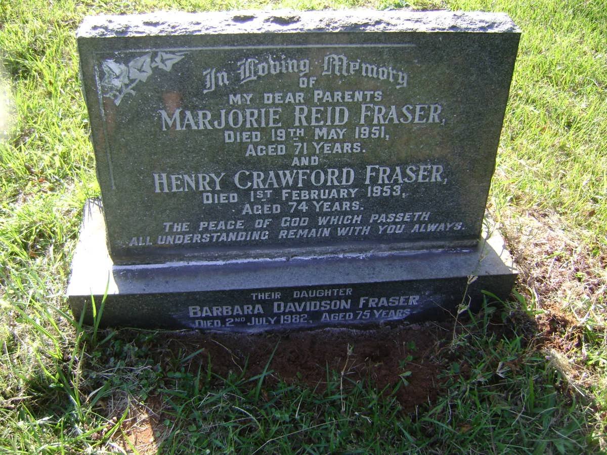 FRASER Henry Crawford -1953 &amp; Marjorie Reid -1951 :: FRASER Barbara Davidson -1982