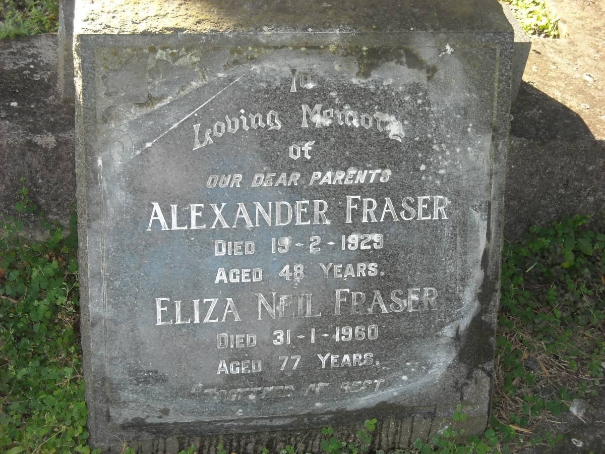 FRASER Alexander -1929 &amp; Eliza Neil -1960
