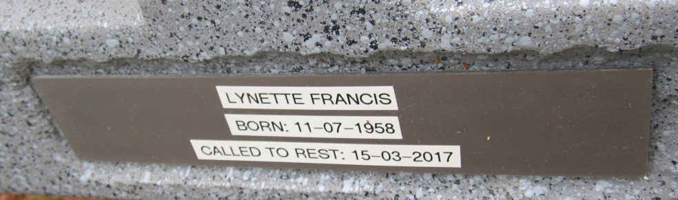 FRANCIS Lynette 1958-2017
