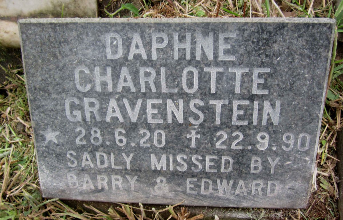 GRAVENSTEIN Daphne Charlotte 1920-1990