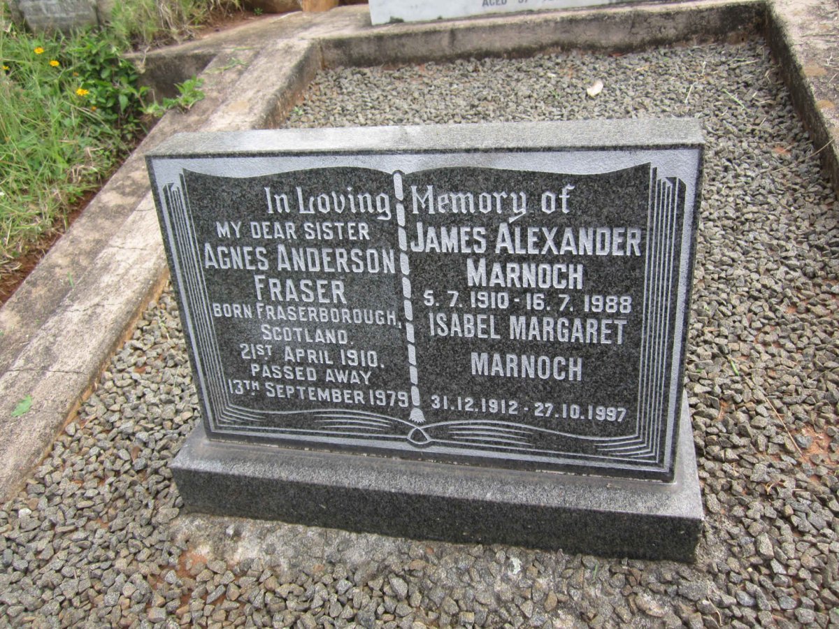 FRASER Agnes Anderson 1910-1979 :: MARNOCH James Alexander 1910-1988 &amp; Isabel Margaret 1912-1997