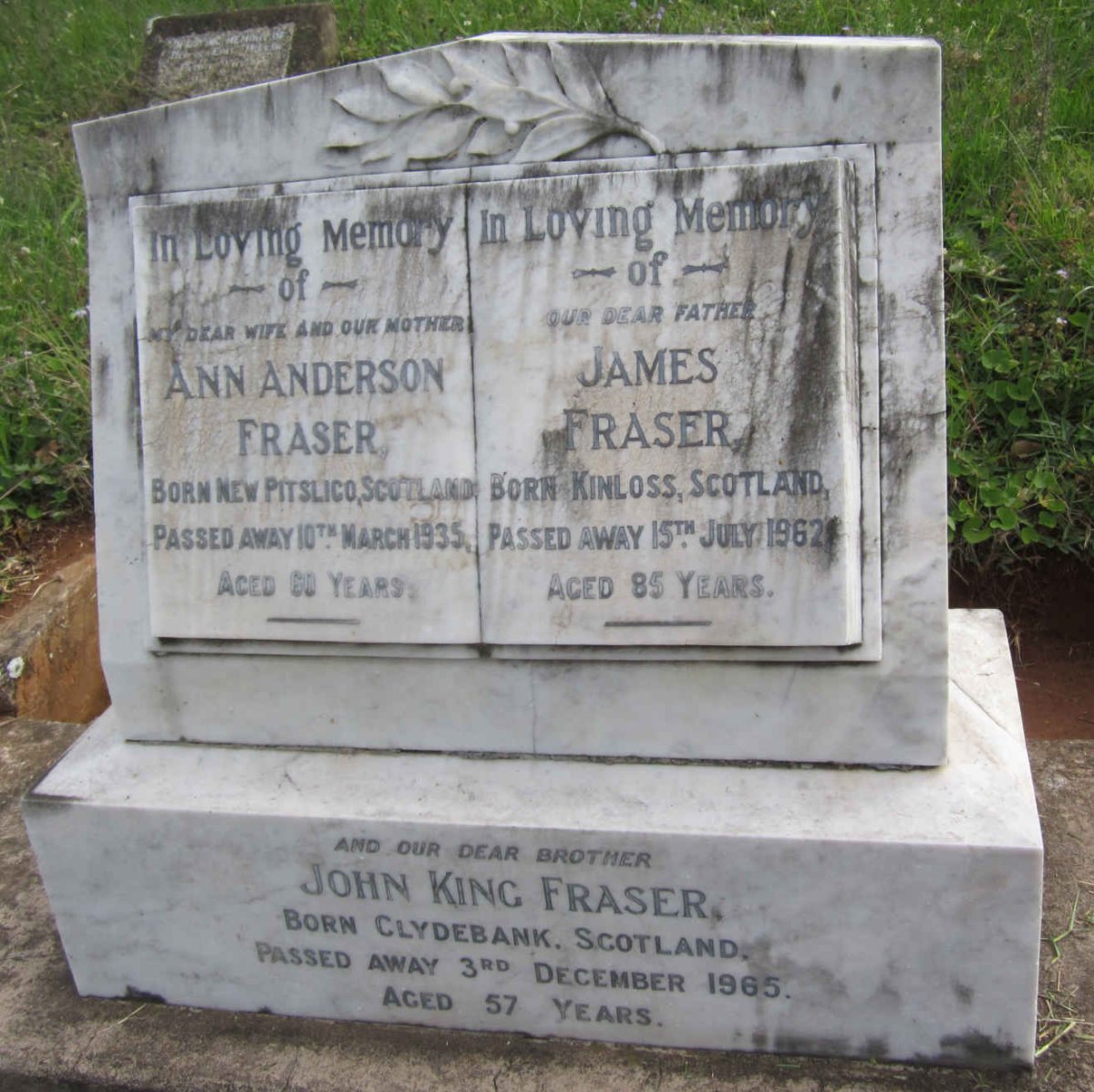 FRASER James -1962 &amp; Ann Anderson -1935 :: FRASER John King -1965