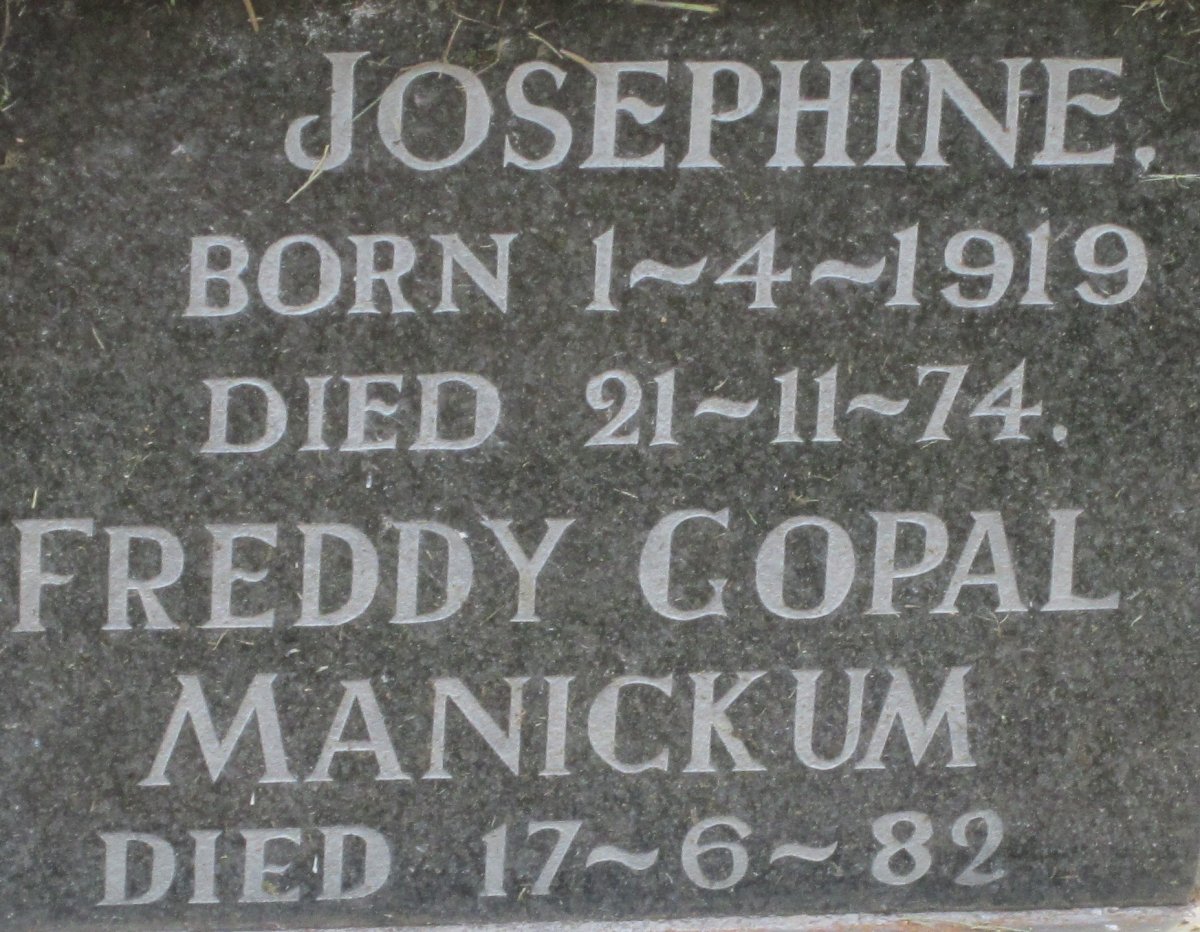 FREDDY Josephine 1919-1974 :: MANICKUM Freddy Gopal -1982