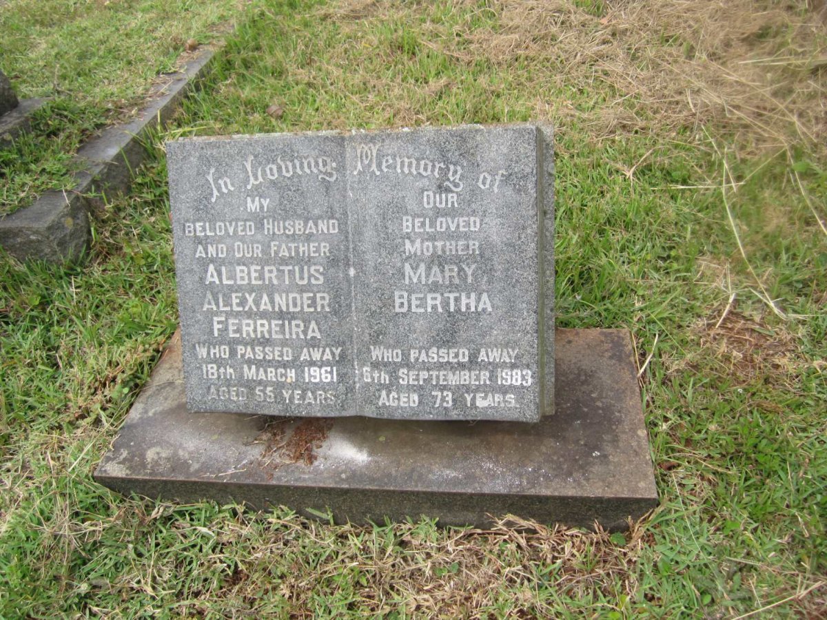 FERREIRA Albertus Alexander -1961 &amp; Mary Bertha -1983