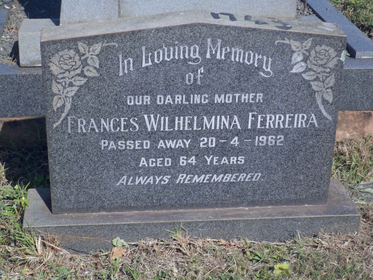 FERREIRA Frances Wilhelmina -1962